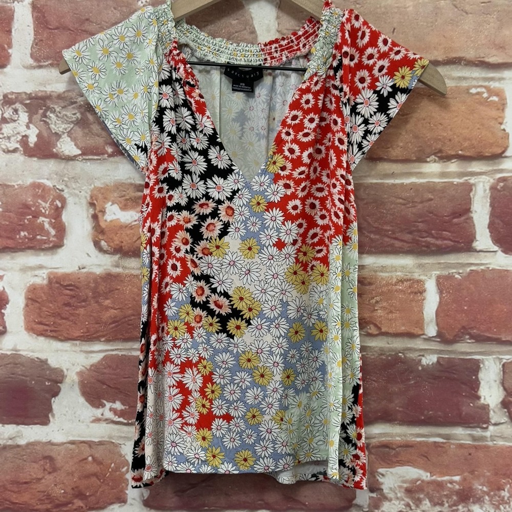 Anthropologie Sanctuary Top Women's XS Multicolor Boho Floral Abstract Shirt